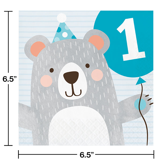 Bulk Bear Party 1st Birthday Luncheon Napkins (192 per Case)