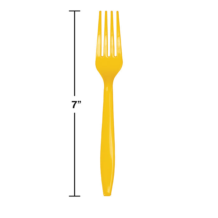 Bulk School Bus Yellow Bulk Plastic Forks (600 per Case)