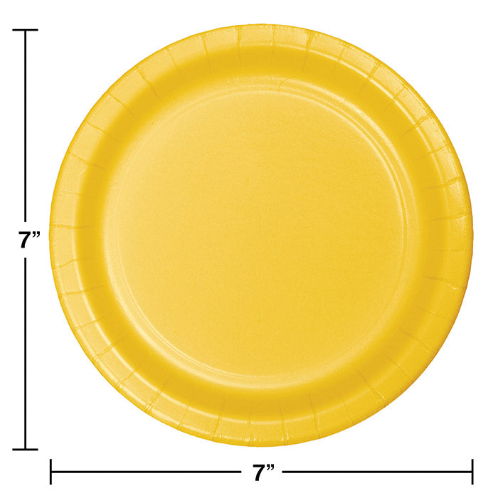 Bulk School Bus Yellow Paper 6.75 inch Dessert Plates (240 per Case)