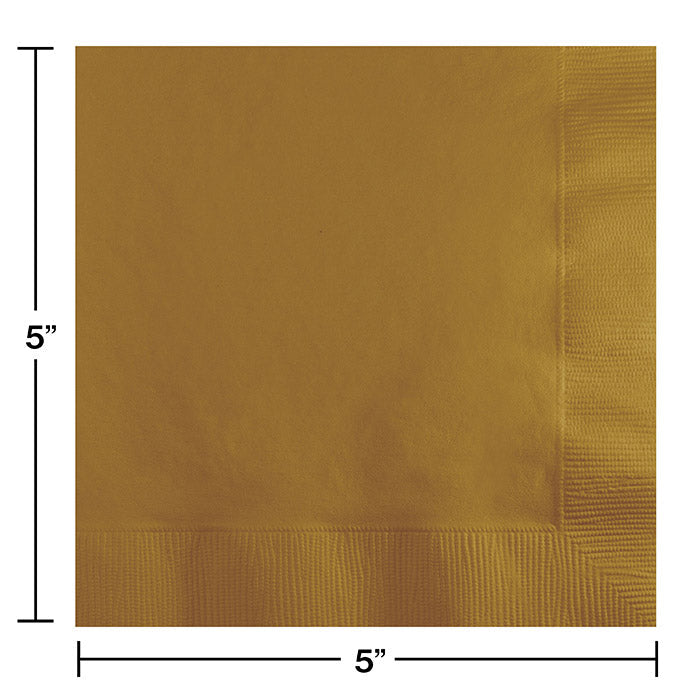 Bulk Glittering Gold Value Friendly Beverage Napkins (240 per Case)