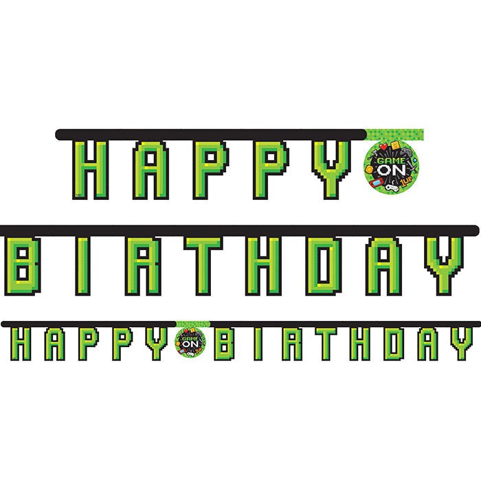 Bulk Video Games Party Happy Birthday Banners (12 per Case)