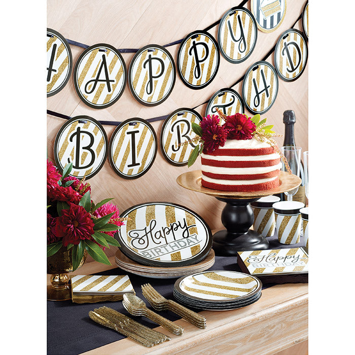 Bulk Black and Gold Ribbon Banners (6 per Case)