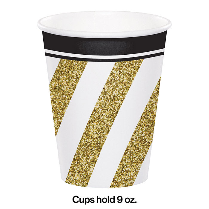 Bulk Black and Gold 9 oz Paper Cups (96 per Case)