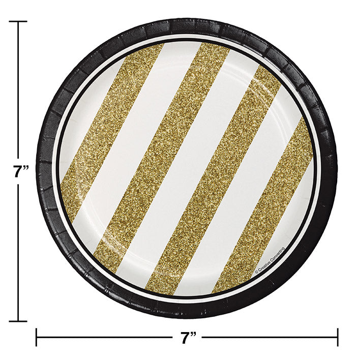 Bulk Black and Gold Paper Dessert Plates (96 per Case)