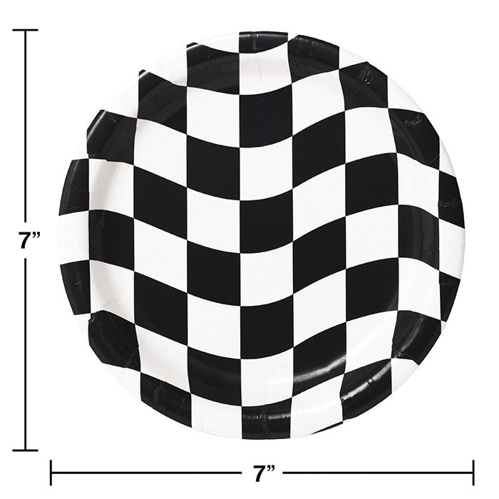 Bulk Black and White Check Paper Dessert Plates (96 per Case)