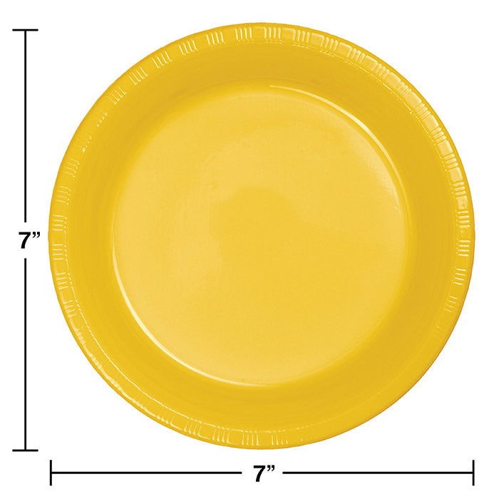 Bulk School Bus Yellow 6.75 inch Plastic Dessert Plates (240 per Case)