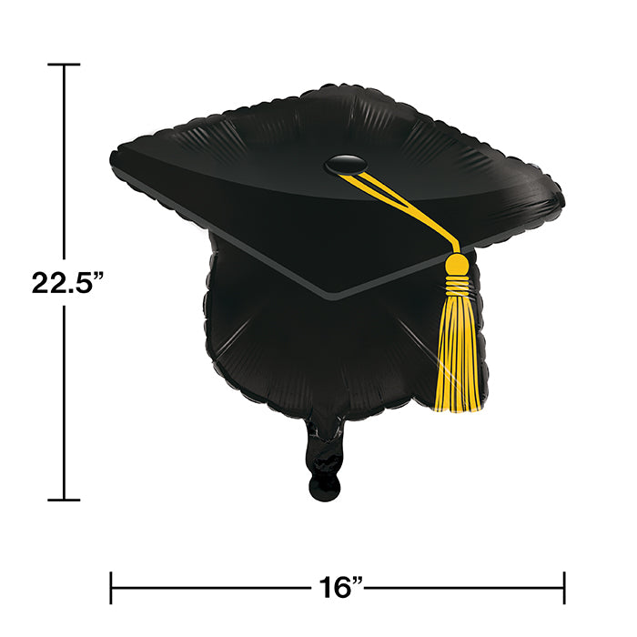 Bulk Black Graduation Cap Mylar Balloons (10 per Case)