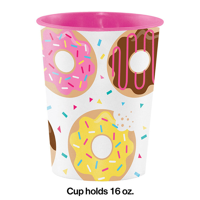 Bulk Donut Time Birthday Party 16 oz Plastic Favor Cups (12 per Case)