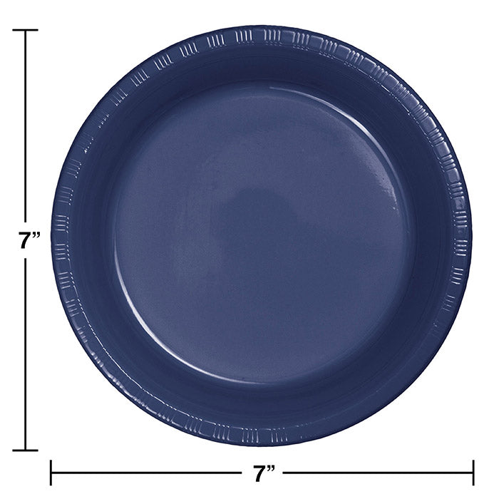 Bulk Navy 6.75 inch Plastic Dessert Plates (240 per Case)