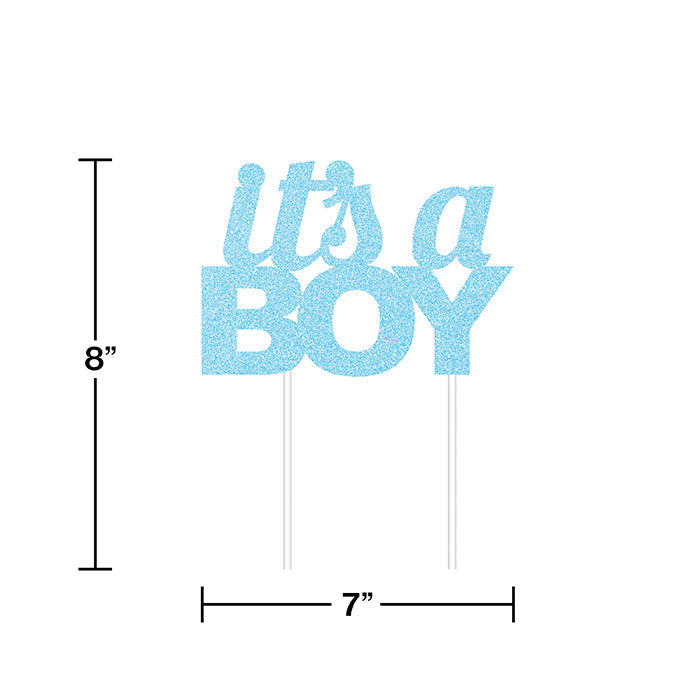 Bulk Blue Glitter It's a Boy Cake Toppers (12 per Case)