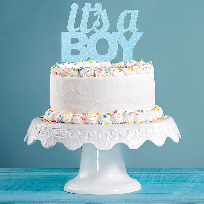 Bulk Blue Glitter It's a Boy Cake Toppers (12 per Case)