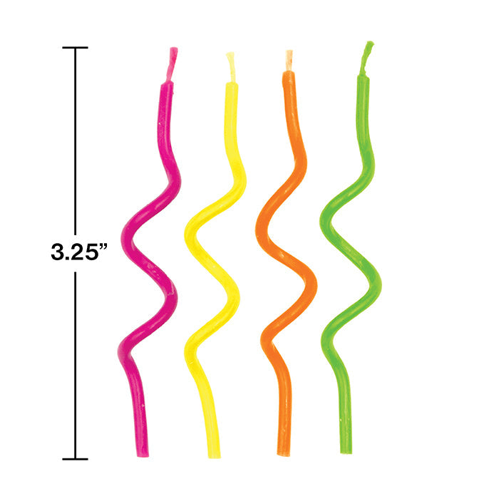 Bulk Neon Curly Candles (72 per Case)