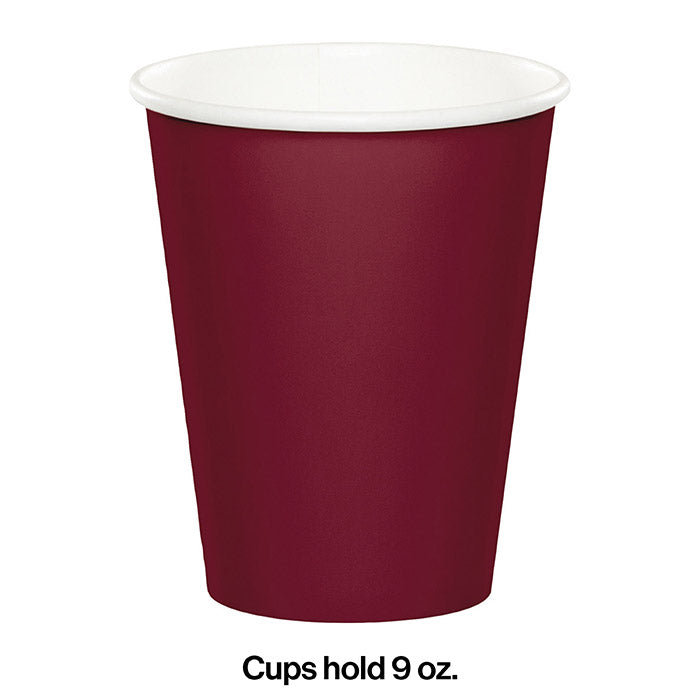 Bulk Burgundy 9 oz Hot & Cold Paper Cups (240 per Case)