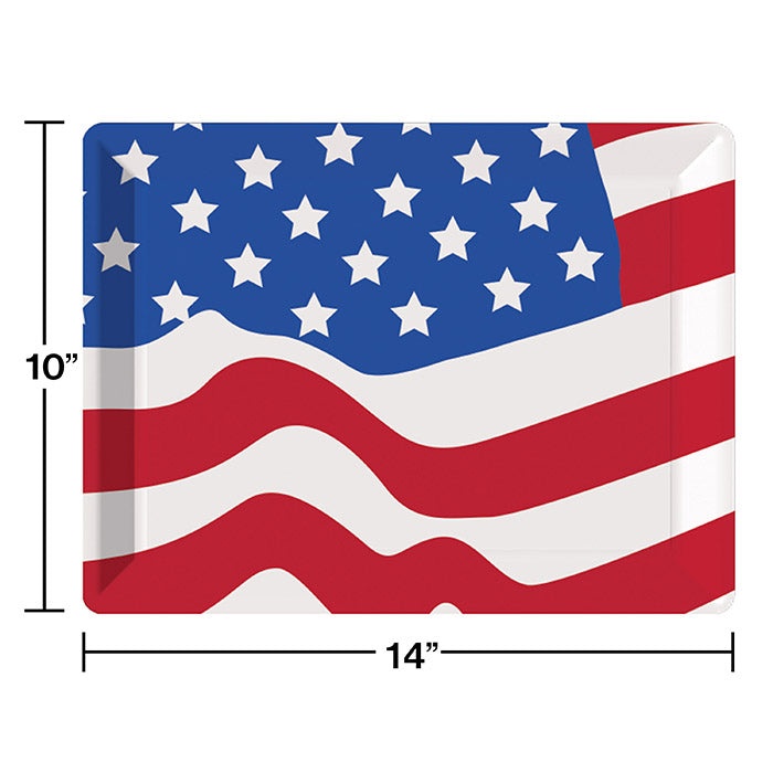 Bulk Patriotic Plastic Flag Tray (12 per Case)