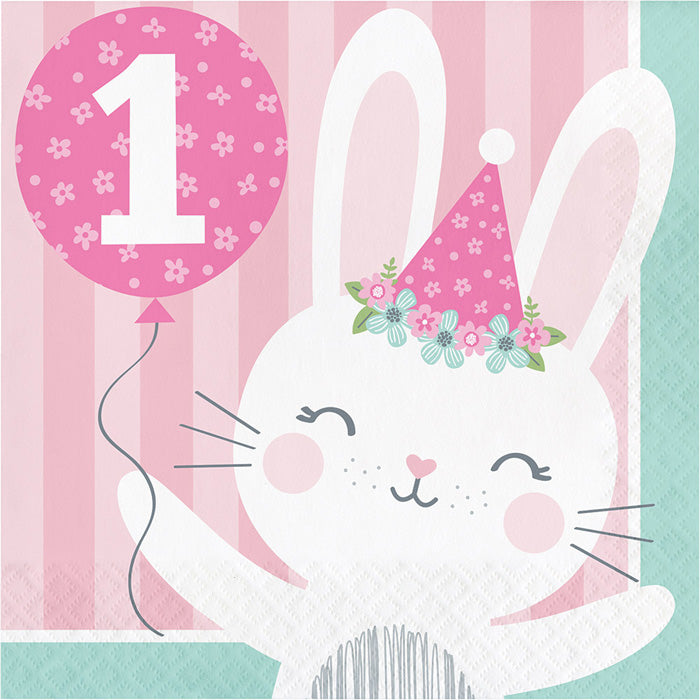 Bulk Bunny Party 1st Birthday Luncheon Napkins (192 per Case)