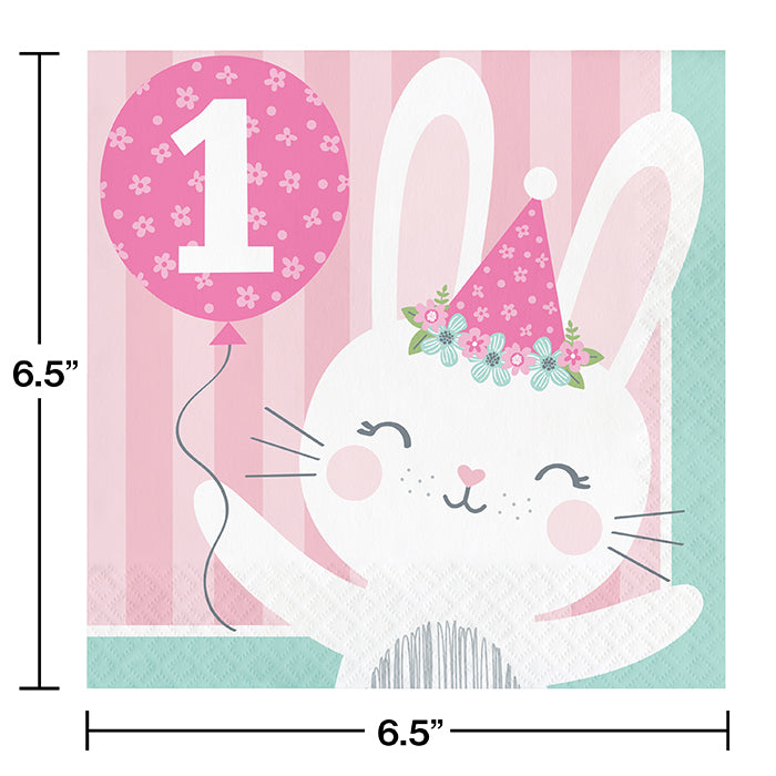 Bulk Bunny Party 1st Birthday Luncheon Napkins (192 per Case)