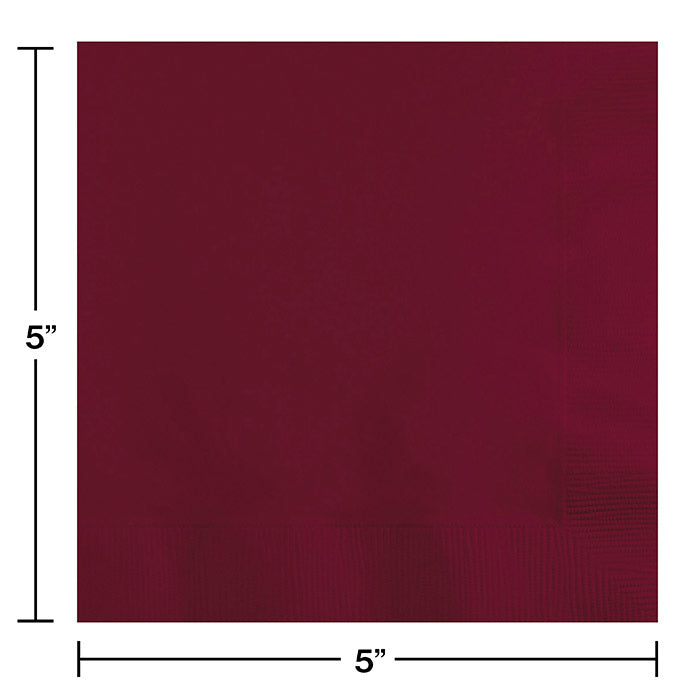 Bulk Burgundy Beverage Napkins 3 ply (500 per Case)