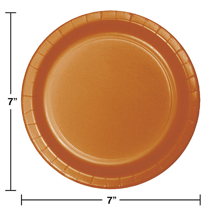 Bulk Pumpkin Spice Orange Paper 6.75 inch Dessert Plates (240 per Case)