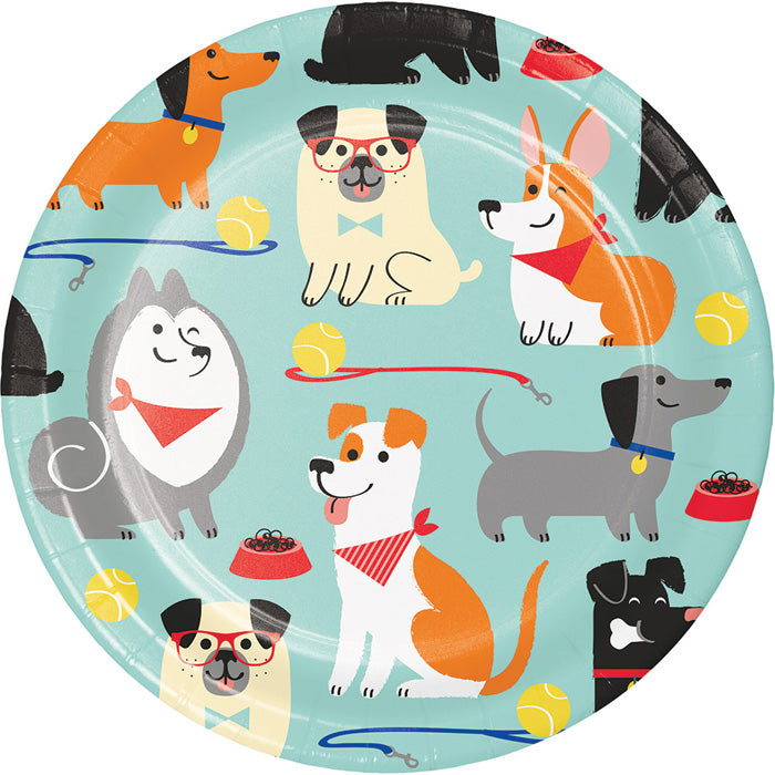 Bulk Dog Party Paper Dessert Plates (96 per Case)