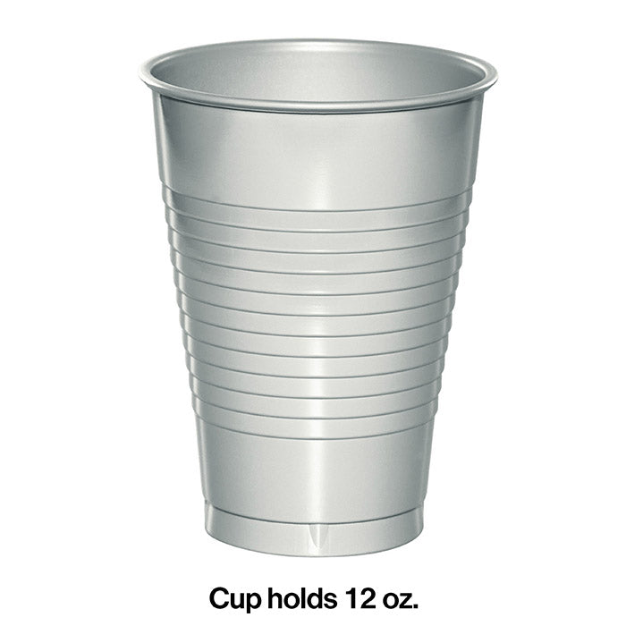 Bulk Shimmering Silver 12 oz Plastic Cups (240 per Case)