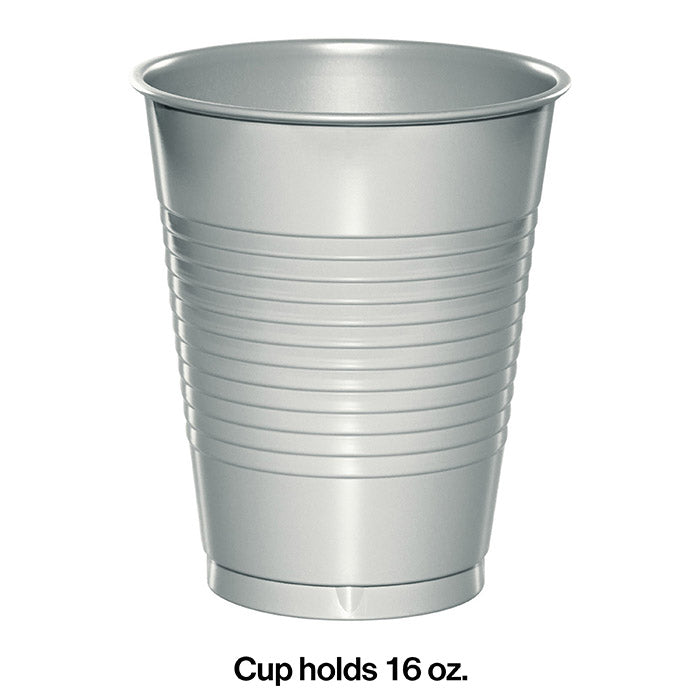 Bulk Shimmering Silver 16 oz Plastic Cups (240 per Case)