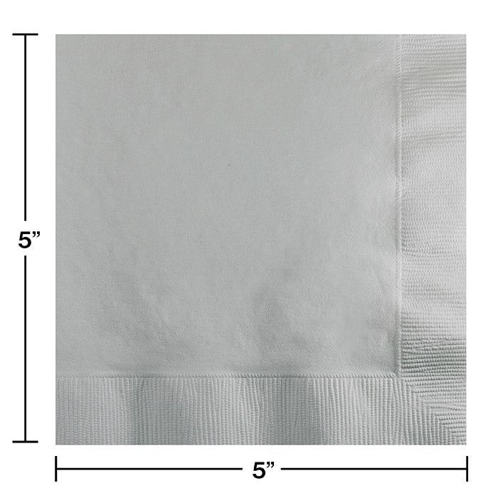 Bulk Shimmering Silver 2 ply Beverage Napkins (600 per Case)