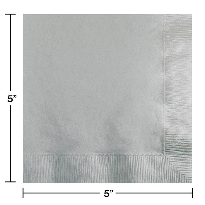 Bulk Shimmering Silver 2 Ply Beverage Napkins (1200 per Case)