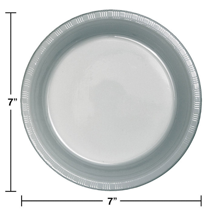 Bulk Shimmering Silver 6.75 inch Plastic Dessert Plates (240 per Case)