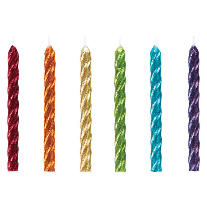 Bulk Rainbow Metallic Spiral Candles (288 per Case)