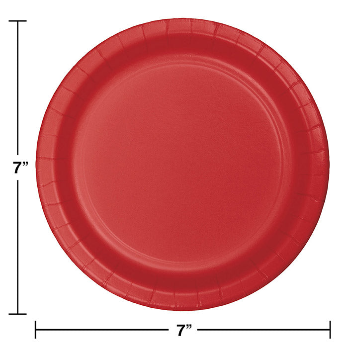 Bulk Classic Red Value Friendly Paper Dessert Plates (96 per Case)