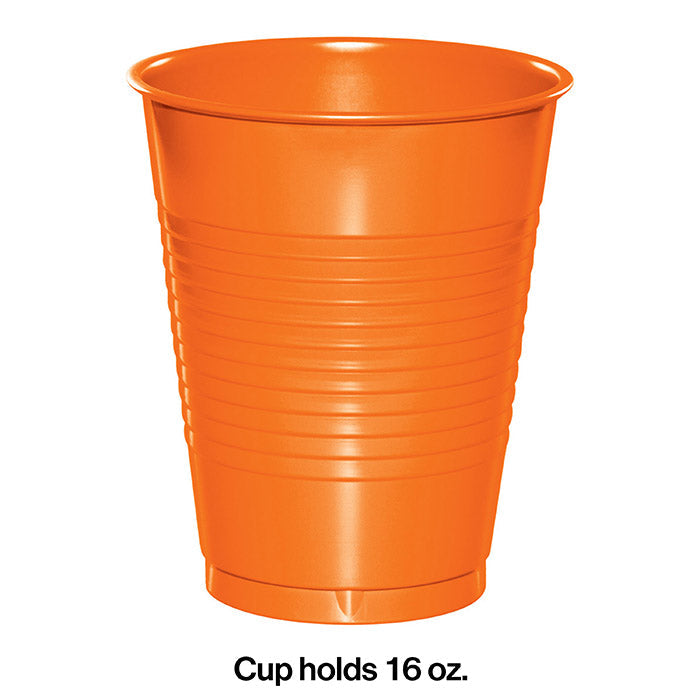 Bulk Sunkissed Orange 16 oz Plastic Cups (240 per Case)