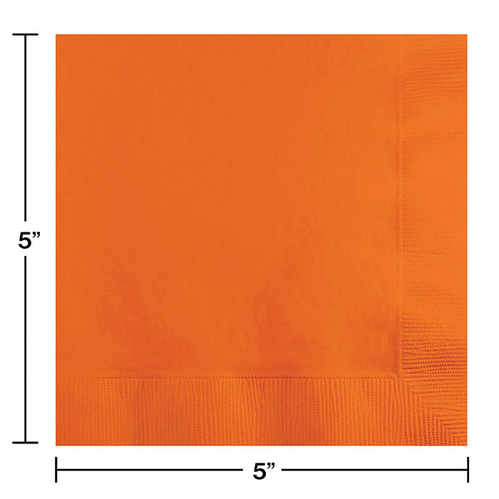 Bulk Sunkissed Orange 2 ply Beverage Napkins (600 per Case)