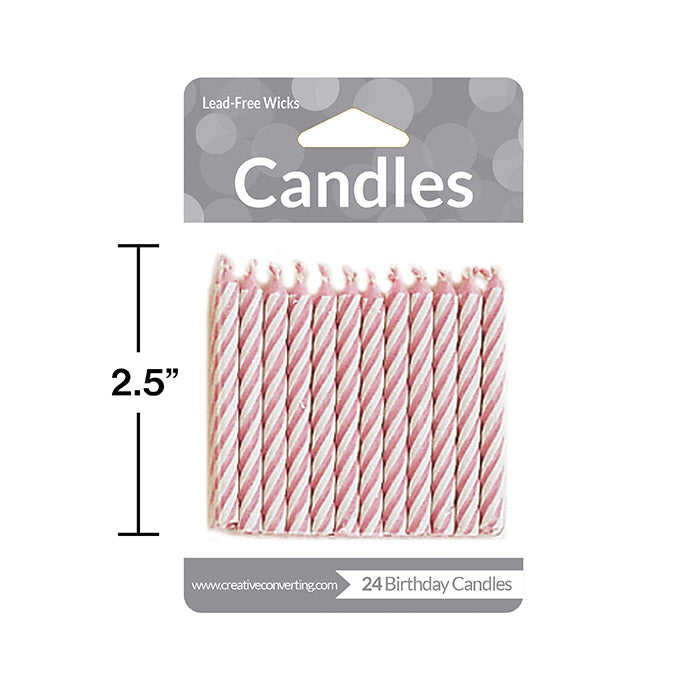 Bulk Pink Striped Candles (288 per Case)