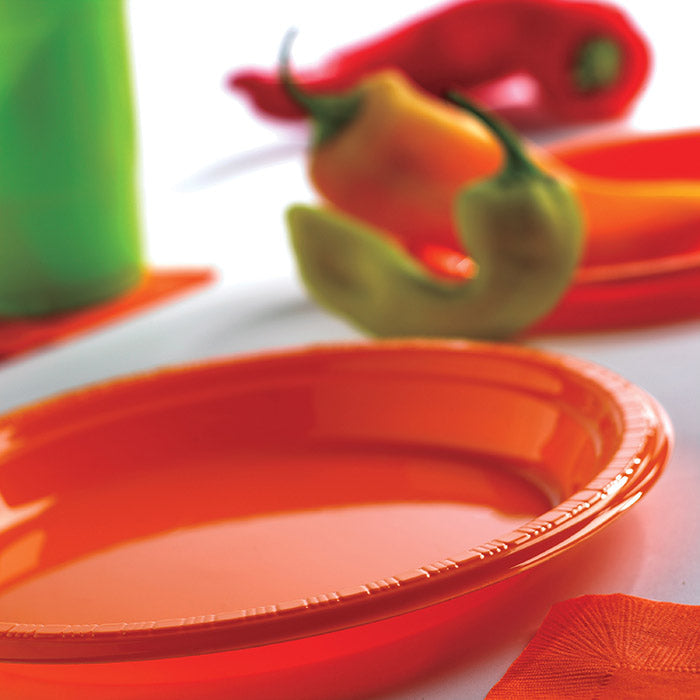 Bulk Sunkissed Orange 6.75 inch Plastic Dessert Plates (240 per Case)