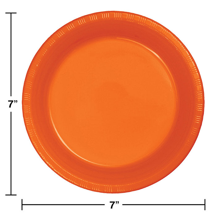 Bulk Sunkissed Orange 6.75 inch Plastic Dessert Plates (240 per Case)