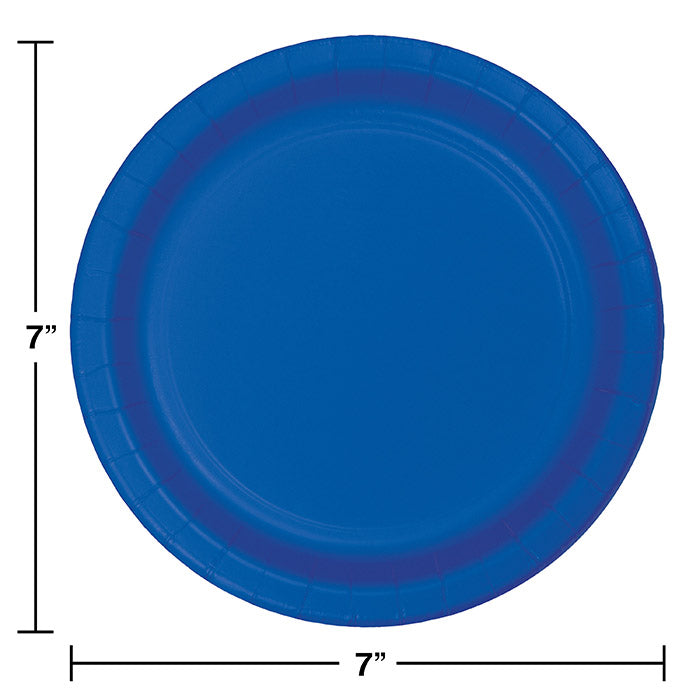 Bulk Cobalt Blue Value Friendly Paper Dessert Plates (96 per Case)