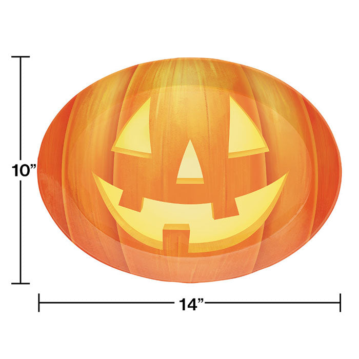 Bulk Pumpkin Halloween Oval Plastic Trays (12 per Case)