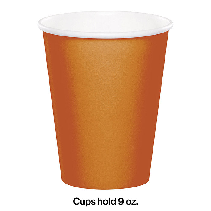 Bulk Pumpkin Spice Orange 9 oz Hot & Cold Paper Cups (240 per Case)