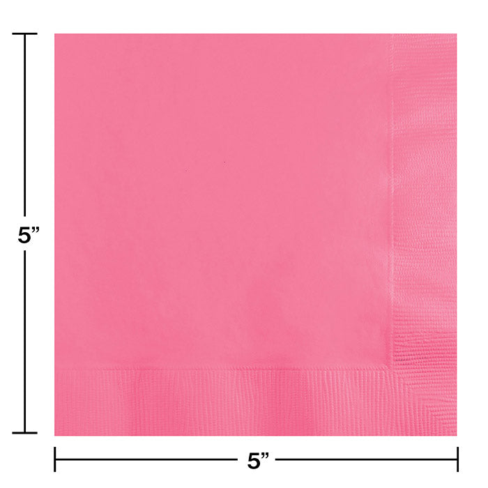 Bulk Candy Pink 2 ply Beverage Napkins (600 per Case)