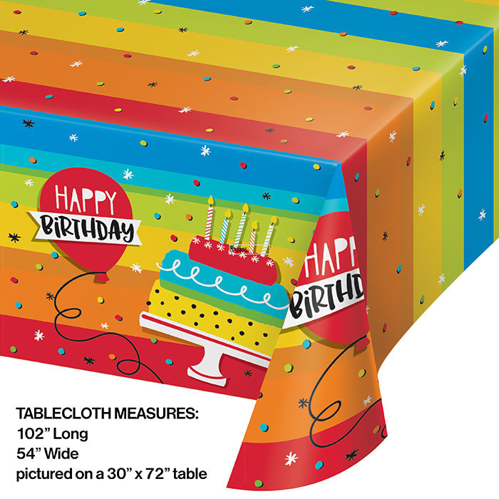 Bulk Rainbow Cake Plastic Table Covers (6 per Case)