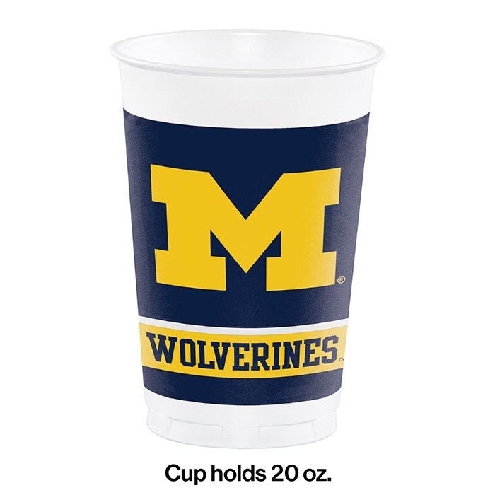 Bulk University of Michigan 20 oz Plastic Cups (96 per Case)