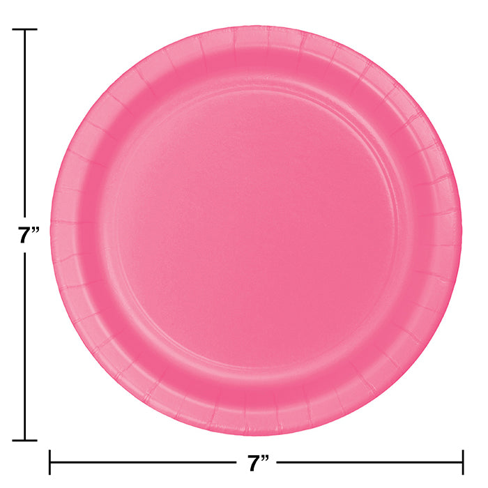 Bulk Candy Pink Paper 6.75 inch Dessert Plates (240 per Case)