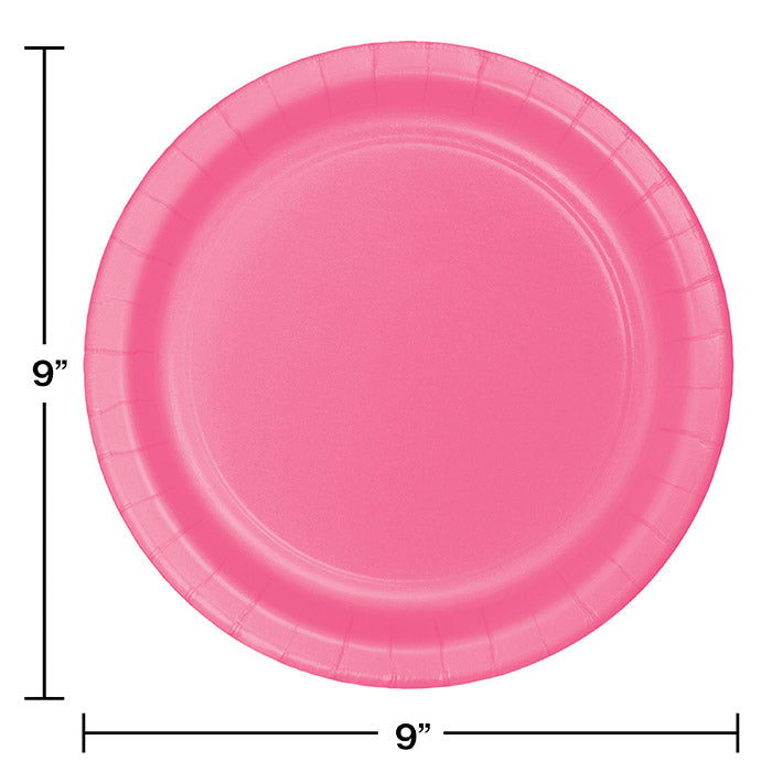 Bulk Candy Pink Sturdy Style 8.75 inch Paper Dinner Plates (240 per Case)