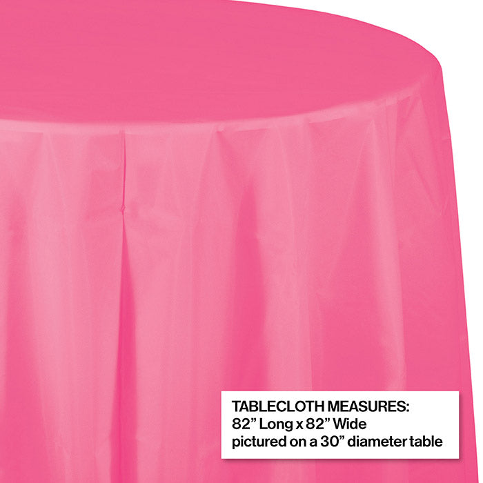 Bulk Candy Pink Round Plastic 82 inch Table Covers (12 per Case)