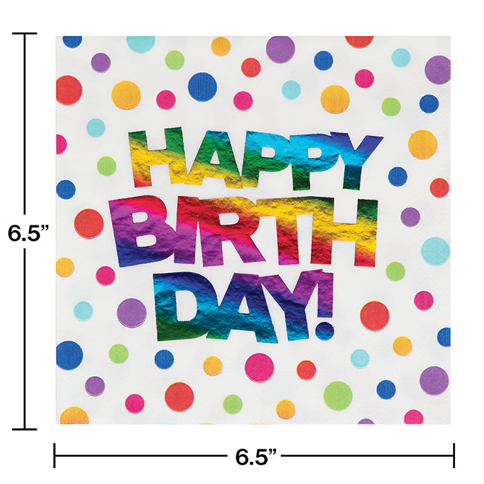 Bulk Rainbow Foil Birthday Luncheon Napkins (192 per Case)