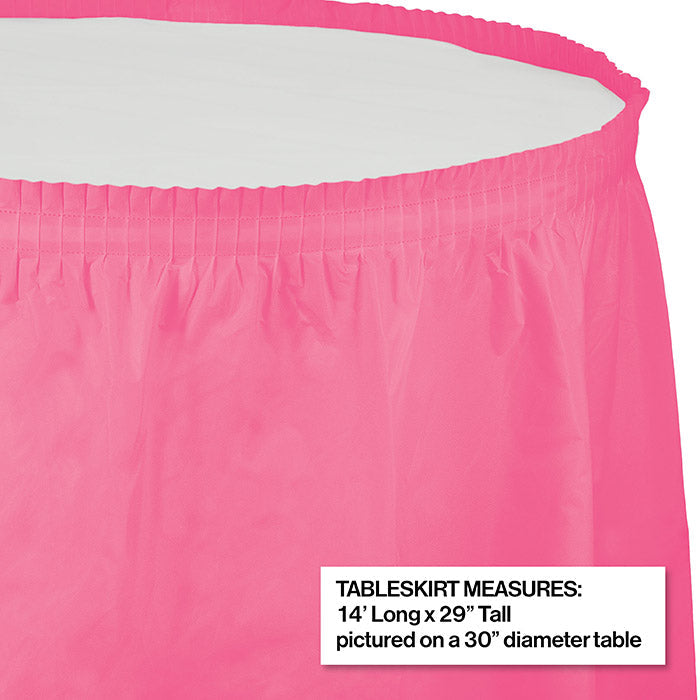 Bulk Candy Pink Plastic Tableskirt 29 inch x 14 ft (6 per Case)