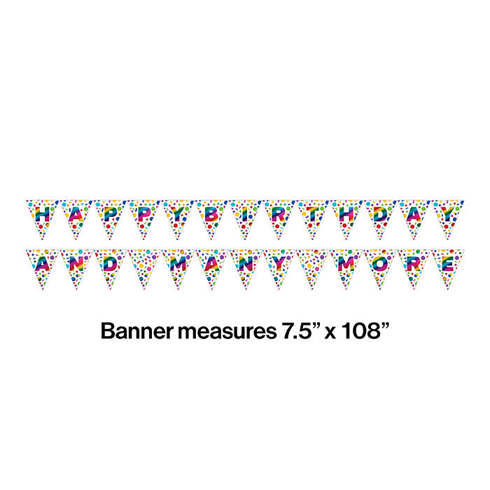 Bulk Rainbow Foil Happy Birthday Flag Banners (6 per Case)