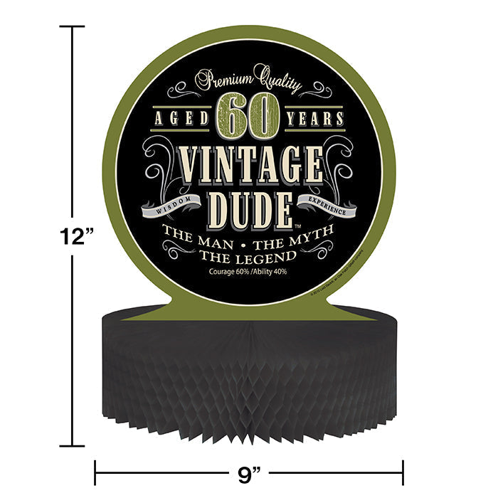 Bulk Vintage Dude Honeycomb Centerpiece "60" (6 per Case)