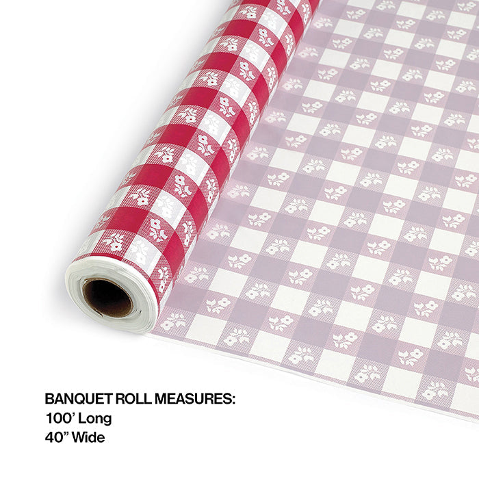 Bulk Red Gingham Plastic Banquet Rolls (6 per Case)