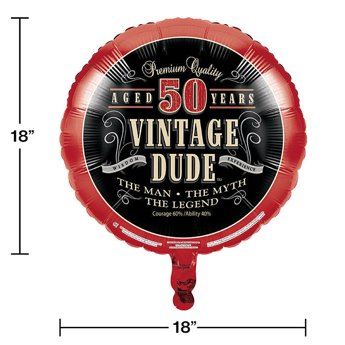 Bulk Vintage Dude Mylar Balloon "50" (10 per Case)